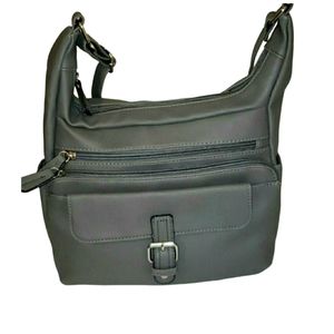 Time and Tru Crossbody Shoulder Gray Faux Leather Purse Bag